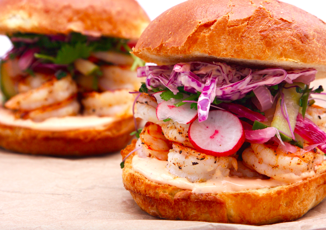 Shrimp Sandwiches with Pickled Slaw and Spicy Mayo | Edible Indy
