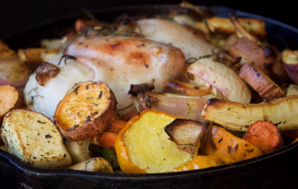 Root vegetables like turnips make this chicken dish shine.