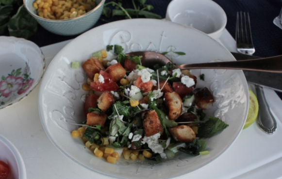 Corn Salad with Everything Bagel Croutons, Edible Indy, Summer Salads