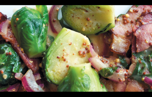 Mustard-Glazed Brussels Sprouts with Bacon