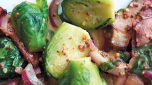 Mustard-Glazed Brussels Sprouts with Bacon